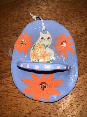 Handmade cat trinket wall hanging shelf